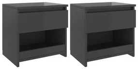 803460 vidaXL Noptiere, 2 buc., gri extralucios, 40x30x39 cm, PAL