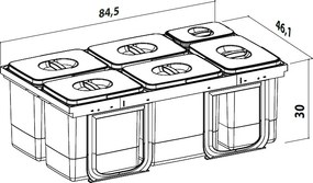 Cos gunoi incorporabil in sertar, Ecomax Jazz 90, colectare selectiva, gri orion, 4 x 15 l + 3 x 7 l Polipropilena, Gri orion, L:845 mm; A:461 mm;