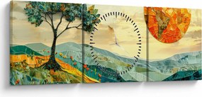 Tablou - Ilustrație peisaj (cu ceas) (90x30 cm)
