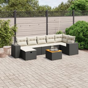 3265179 vidaXL Set mobilier de grădină cu perne, 8 piese, negru, poliratan