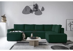 Colțar verde închis extensibil cu tapițerie din catifea reiată (cu colț pe partea dreaptă/în formă de "U") Brave Dave – Miuform