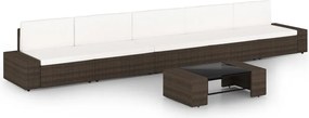 vidaXL Set mobilier de grădină cu perne, 6 piese, maro, poliratan