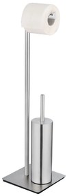 Perie WC cu suport hartie igienica RECCO, 2 în 1, Argintiu, 71,5x20 cm, WENKO