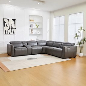 Coltar dumonde cu 2 reclinere electrice, tetiere reglabile, incarcare wireless, suport pahare Valen 334x83cm