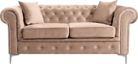 Canapea extensibilă de lux 2 locuri, stofă maro deschis Velvet, ROMANO
