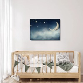 Tablou pe sticlă - Luna cu stele (70x50 cm)