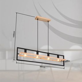 Globo ERICA 15575-4H - lustră pe cablu, 4xE27/40W/230V, negru/bej