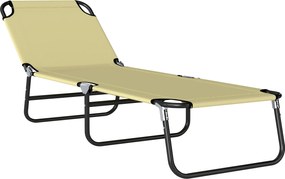 Outsunny Sezlong Pliabil pentru Gradina cu Spatar Ajustabil 5 Pozitii din Otel si Tesatura Oxford 188x56x28 cm Bej | Aosom Romania