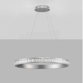 Lustra LED design circular, Otel, Argintiu, Cristal K9, ETEKEN NVL-9501215