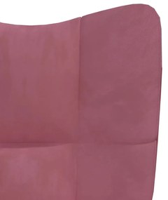 Scaun de relaxare cu taburet, roz, catifea 1, Roz, Cu suport de picioare