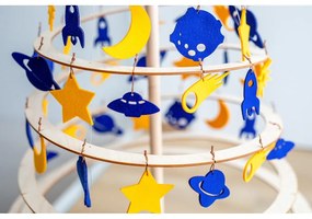 Set 8 decorațiuni de Crăciun din pâslă galbenă și albastră Spira Medium