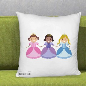 Perna Personalizata Printese Diverse Ilustratie, 40x40 cm, Alb Pufos, Husa Detasabila, Perna Inclusa, BEKZ®