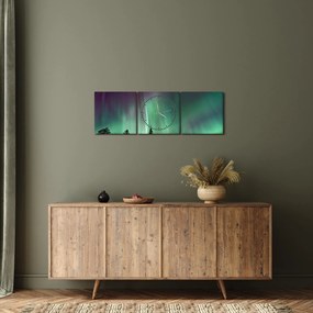 Tablou cu Northern Lights (cu ceas) (90x30 cm)