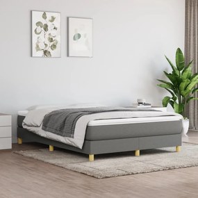 3120607 vidaXL Cadru de pat, gri închis, 140x190 cm, material textil