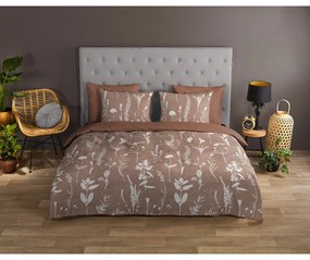 Lenjerie de pat maro din bumbac pentru pat de o persoană, extinsă 140x220 cm Rav – Good Morning