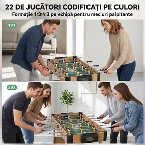 SPORTNOW Fotbal de Masă, 89 cm, Set Joc, Marcatori Manuali, Stejar Galben | Aosom Romania