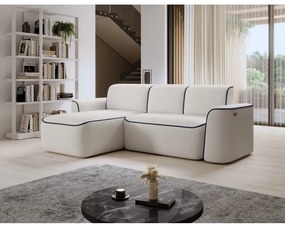 Colțar albastru/crem cu tapițerie din țesătură bouclé (cu colț pe partea stângă/cu șezlong) Ume – ELTAP