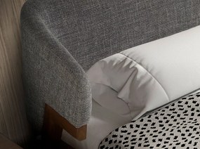 Pat dublu tapitat design LUX Grey-Walnut, 180x200cm