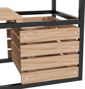 Outsunny Casetă de plantare, scară pentru flori, jardinieră înaltă, rezistentă la intemperii, 3 ghivece, 83 cm x 39 cm x 100 cm, natur + negru | Aosom Romania