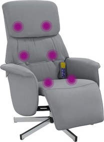 vidaXL Fotoliu rabatabil masaj cu suport picioare gri deschis textil