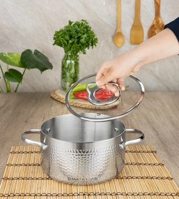 Cratita din inox Zilan ZLN1313, 2.5L, Diametru 20 cm, Manere nituite, Compatibil gaz, inductie electric, Compatibil masina de spalat vase