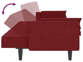 Canapea extensibila cu 2 locuri, 2 perne, rosu vin, textil Bordo, Fara suport de picioare