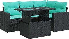 vidaXL Set mobilier de grădină cu perne, 5 piese,poliratan/lemn acacia