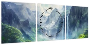 Tablou - Valea cascadelor (cu ceas) (90x30 cm)