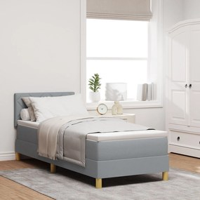 vidaXL Pat cu Arcuri cu Saltea Gri Deschis 80x200 cm Țesătură