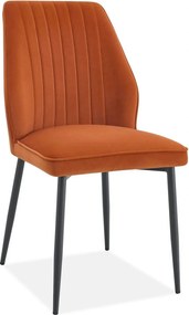 Scaun LEX, caramiziu/negru, stofa catifelata/metal, 47x60x89 cm