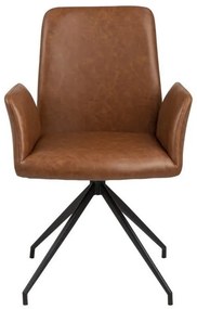 Scaun de sufragerie maro coniac cu cotiere tapițat Naya – Actona