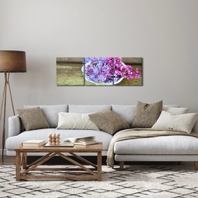 Tablou - plantă violetă (cu ceas) (90x30 cm)
