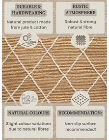 Covor tip traversă în culoare naturală țesut manual din iută 80x200 cm Kunu – Hanse Home