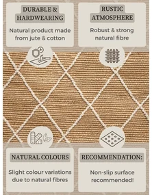 Covor tip traversă în culoare naturală țesut manual din iută 80x200 cm Kunu – Hanse Home