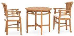 Set mobilier de gradina cu perne, 3 piese, lemn masiv de tec