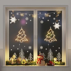 vidaXL Lumini de Crăciun Siluetă Pom Crăciun 2 buc 50 LED-uri Alb Cald