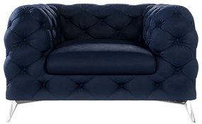 Fotoliu albastru închis cu tapițerie din catifea Chelsea – Ropez