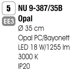 Plafoniera LED diametru 35cm, Nedo NU 9-387/35B opal OR