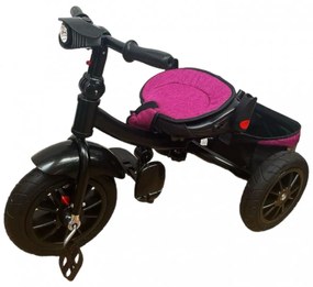 Tricicleta cu pozitie de somn, muzica si lumini, 8 luni - 4 ani, Roti Cauciuc Plin Mov- TMR-47-mov