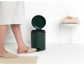 Cos de gunoi cu pedala Brabantia NewIcon 1003199, 5 L, Inchidere lina, Baza antiderapanta, Verde inchis