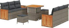 vidaXL Set de canapele pentru grădină cu pernă 9 pcs Gri