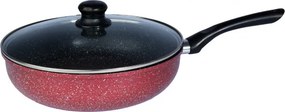 Tigaie cu capac din sticla Rosberg R51319G26CD, 26 cm, Acoperire marmura, Inductie, Bordeaux melange