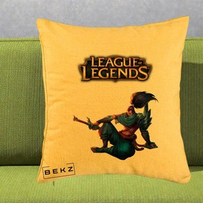 Perna Personalizata League of Legends Yasuo, 40x40 cm, Galben, Husa Detasabila, Perna Inclusa, BEKZ®