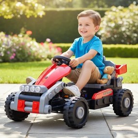 Kart Electric 2-in-1 NOVOKIDS TransformX, transformabil in masinuta electrica copii, baterie 24V, 2 motoare 380W, Roti EVA, Lumini LED, Muzica, Rosu