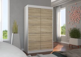 Dulap cu usi glisante 120x200 cm, Benisso, ADRK Furniture (Culoare: Alb)