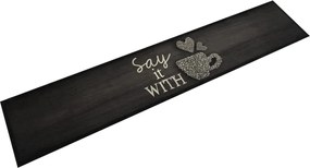 vidaXL Covor de bucătărie lavabil, cană, negru, 60x300 cm, catifea