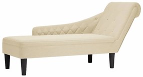 vidaXL Șezlong cu pernă și cotieră dreaptă, crem, textil