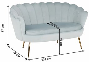 Bancă în stil Art-deco, catifea Velvet gri-albastru/crom auriu, NOBLIN