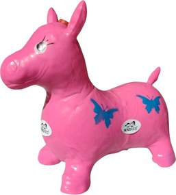 Calut de sarit gonflabil NOVOKIDS™ Jumping Donkey, Cu sunete si lumini, Dimensiuni 55X50X25 cm, Pentru interior si exterior, Max 50 kg, Roz