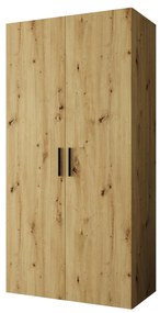 Dulap de haine 100 cm Borry 1 (Stejar artisan + Negru). 1125745